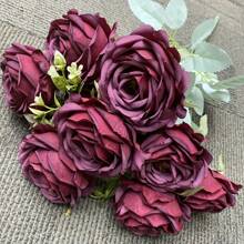 Elegant 9-Head Artificial Rose Bouquet - Realistic Silk Flowers, Perfect For Weddings, Home Decor & Special Occasions (Valentine's, Halloween, Christmas, Easter, Thanksgiving) - No Vase Included - For Flower Lovers & Home Decor Enthusiasts - Ideal Gift For Anniversaries, Birthdays & Housewarming
