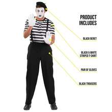 Morph Costumes Fun Shack Men's Mime Artist Costume - French Fancy Dress For Themed Parties, Events, Halloween, And Funny Cosplay Fun - Black - View 4