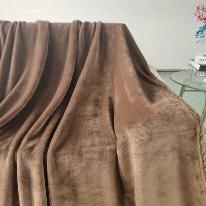 1 pieza Manta de fibra de poliéster de color liso, multifuncional para oficina, siesta, chales, sofá, cama, tamaños individual/doble/múltiple