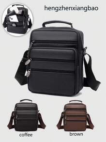 1pc Genuine Leather Solid Men's Shoulder Bag Crossbody Bag, Square Multi-Pocket, Phone Bag Wallet Suitable For Daily Business Commute School Bag Teenagers Freshmen High School University Practical Stylish Sling Bag Man Bag Cross Body Bag Shoulder Bag Side Bag Students School Supplies