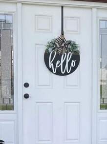 Señal redonda de madera talla grande vendida, pieza decorativa de madera para la puerta principal, decoración del hogar