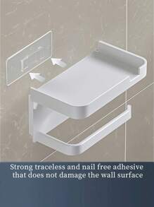 1 pezzo Scatola portarotolo di carta igienica in plastica bianca, Portarotolo da parete in plastica per il bagno, Portarotolo impermeabile, Scatola multifunzione per riporre oggetti e supporto per telefono cellulare, Accessori per il bagno e la toeletta, Scatola portarotolo, Portarotolo, Organizer per il bagno, Decorazione per il bagno, Decorazione autunnale, Ritorno a scuola