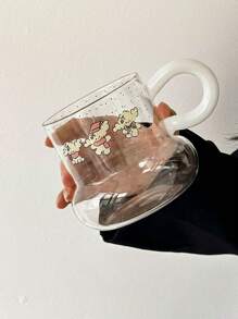 1pc Artistic Sesame Dot Printed Glass Mug, High-Quality, Fashionable, Sesame Dot Print Design, Artistic, Modern, Suitable For Young Women, Large Capacity, Daily Drinking Cup, Coffee Cup, Tea Cup