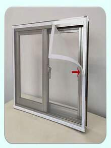 自粘磁性网状纱门，无需钻孔，防蚊，灰色，简约，通风，网状窗帘，家庭必备 - 灰色 - 查看 1