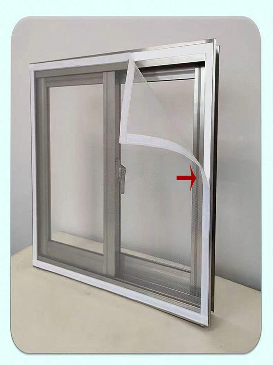 自粘磁性网状纱门，无需钻孔，防蚊，灰色，简约，通风，网状窗帘，家庭必备 - 灰色 - 查看 1