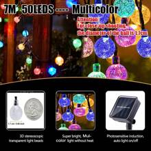 1 pieza Luces de cadena de bolas de cristal solares, resistentes al agua IP65 para uso en exteriores, luces de burbuja LED para decoración de jardín, con 8 modos, 20/50/100 leds, perfectas para acampar, decoración de tienda de campaña y ambiente acogedor de dormitorio, luces de cadena solares para jardín exterior, fiesta, Halloween, Navidad, Pascua, iluminación para acampar.