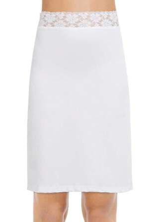 Gonna a sottoveste elegante da donna, con fodera semi-trasparente, controllo pancia medio, inserti in pizzo a contrasto, lavabile in lavatrice - perfetta da abbinare con abiti e gonne maxi