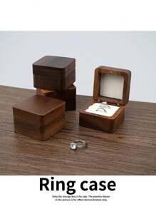 1 pieza Estuche de joyería de madera portátil, una pequeña caja de joyería adecuada para mujeres, un organizador de joyería para el hogar sencillo, un organizador de viaje y una caja de almacenamiento mini exquisita que puede contener aretes.