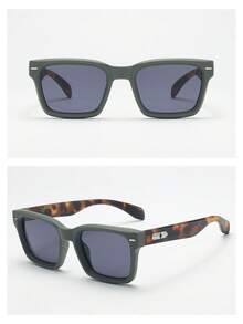 1pc Men's Vintage Square Frame High-End Fashionable Fashion Glasses (Suitable For Driving, Travel, Casual, Holiday, Outdoor, Daily Use) - Gray Green Frame Black Gray - View 6