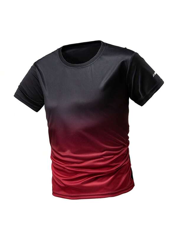 Men'S Sports Fashion, High Stretch Tight Fit Short Sleeved Round Neck T-Shirt, Quick Drying Sports Top For Summer Fitness, Training And Fitness Wear, Cool Feeling, The Best Gift