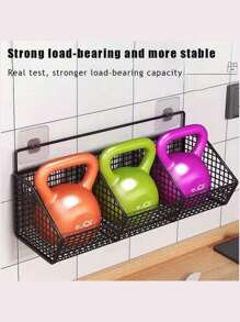 1 pieza Canasta de almacenamiento de pared para la cocina, estantería de alambre durable, organizador de pared para ahorrar espacio en la cocina, estantería colgante multifuncional, perfecto para el almacenamiento de espacios pequeños de especias, ajo, cebollas y verduras, adecuado para el almacenamiento pequeño de baño y cocina, accesorios de baño, opción perfecta para la organización del hogar