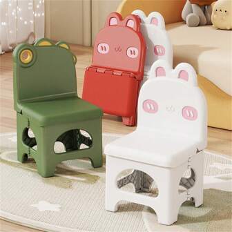 2 stuks opvouwbare kinderstoelen voor thuis, buiten en kleuterschool, schattig ontwerp, bespaar ruimte, comfortabele kinderstoel, kleine plastic kinderstoelen