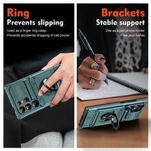 军工防摔 360° 可旋转军用级防摔手机壳带卡槽支架，兼容 11/12/13/14/15/16 Pro Max、S22/23/24/25+、A04/A05/A14/A15/A24/A25/A34/A54/A56/A36/A26，防水防震防刮 - 綠色 - 查看 7