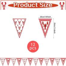 12pcs Crawfish Triangle Flag Banner, Crawfish Party Decorations, Red Plaid Hanging Banner For Crawfish Boil, Birthday Crawfish Festival Summer Shrimp Party Supplies - Multicolor - View 8