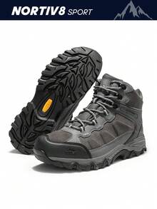 Men's Waterproof Hiking Boots Outdoor Mid Trekking Lightweight Mountaineering Shoes Paladin Dark Grey - 深灰色 - 查看 2