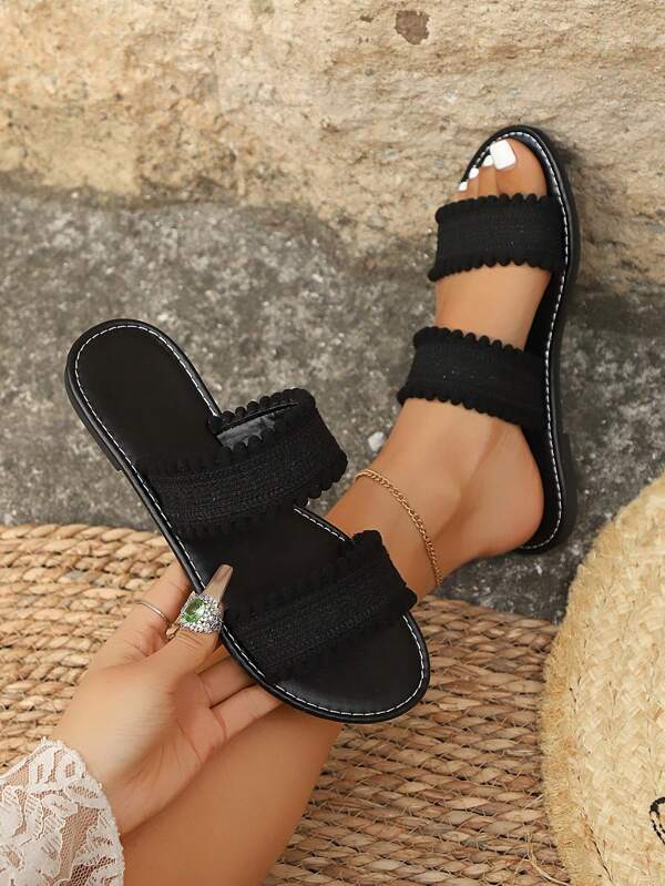 New Arrivals 2-Strap Minimalist Fashion Comfortable One-String Sandals, Suitable For Travel, Vacation, Beach, Light And Comfy, Beige And Black Colors