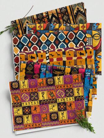 1 Piece 110gsm Lightweight & Soft Polyester Ed African Patterned Fabric, Suitable For DIY Tablecloths, Wall Hangings, Clothing, Bags, Dust Covers, And Cushion Covers