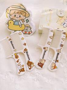 2 Pieces White Comb Cute Bear Cartoon Comb Home Use Dense Teeth Comb Makeup Bangs Comb - Multicolor - View 8