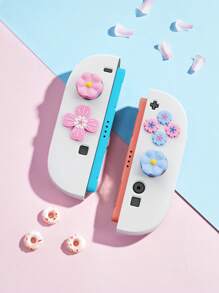 7 Stücke Daumengriffe kompatibel mit New Switch2 (2025), Controller Silikon Joystick Kappen Abdeckung für Switch2 Controller, Spielcontroller Zubehör, 7 Stücke Blumen