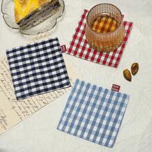 1pc/3pcs Vintage Striped Coaster Square Grid Fabric Insulation Coaster Set Coffee Cup Coaster Mug Coaster Suitable For Table Decor, Home Decor, Kitchen Decor