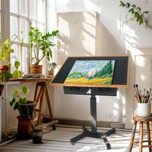 BingoPaw Jigsaw Puzzle Table On Wheels : Jigsaw Board Size 90x70x98cm Puzzle Board 1500 Pieces Rotating And Tilting Adjustable Tables, Storage Drawers Puzzles For Adults Rotating Wheel