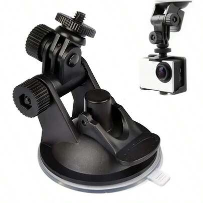 Adjustable Suction Cup Mount Holder For GoPro And Action Cameras - Durable ABS Material, Single Leg Rotational Design, Secure Grip, Compatible With Various Vehicles, Fits 1/4" 6mm Screw For Car DVR, Dashcam, GPS, Action Camera, Audio, Monitor And More