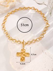 1 Collier pendentif rétro simple et exagéré en métal de forme géométrique ronde avec motif martelé. Boucle OT et chaîne épaisse. Convient pour le port quotidien des femmes. Bijoux épais.