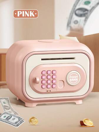 NEUSNEY Hucha eléctrica automática con contraseña, caja de ahorro de gran capacidad, juguete para niños con desbloqueo simulado de huella dactilar, cambio de inglés/chino, efectos de sonido, regalo para niños y niñas (se incluyen accesorios parciales al azar, no se incluyen baterías)