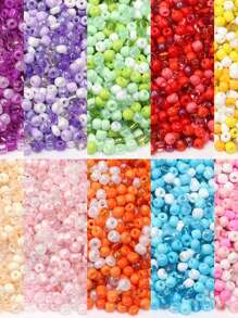 40g Perles de verre de 4 mm de couleurs mélangées, perles intercalaires transparentes de couleur unie convenant à la fabrication de bijoux, bracelets, boucles d'oreilles, pendentifs et colliers DIY