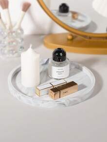 1 件装大理石白色硅胶圆形珠宝托盘钥匙扣托盘，梳妆台托盘浴室收纳托盘，可放置肥皂香水蜡烛小植物，迷你梳妆台收纳盒家居装饰