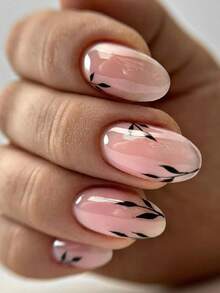 2/4 Stück tropischer Strand Stil Baum Blatt & Flamingo Nail Art Aufkleber, schwarz & weiß, Sommer Nail Decals, selbstklebende Nail Accessoires zum Selbermachen - Schwarz und Weiss - Übersicht 3