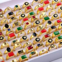 10pcs/Pack Vintage Faux Stone Encrusted Zinc Alloy Ring Set, Elegant Luxurious Assorted Styles Unisex Finger Rings For Party, Wedding, Everyday Wear, Fashion Jewelry Gift, Random Styles Shipped