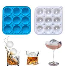 1 pièce Moule à glaçons en silicone en forme de balle de golf à 9 cavités avec couvercle, billes de glace rondes 3D convenant pour le whisky, les cocktails et la rafraîchissement des boissons, moule à boules de glace en silicone