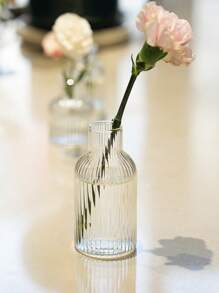 1 pezzo Vaso di lusso decorativo a righe, vaso idroponico in vetro per fiori freschi come rose, adatto per il soggiorno, senza fiori inclusi