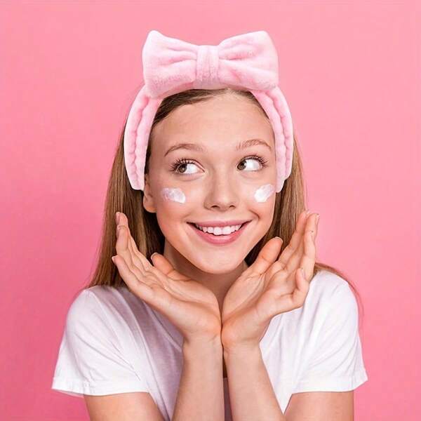8 faixas de cabeça com laço de alta elasticidade, lenço de cabeça feminino de lã coral para spa, perfeito para lavar o rosto, maquiagem, cuidados com a pele, festa, casamento, presente, dia dos namorados, dia das mães, presente para madrinhas, faixa de cabeça com laço | Design de laço divertido | Tecido de lã coral macio, faixas de cabeça para spa