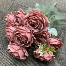 Elegant 9-Head Artificial Rose Bouquet - Realistic Silk Flowers, Perfect For Weddings, Home Decor & Special Occasions (Valentine's, Halloween, Christmas, Easter, Thanksgiving) - No Vase Included - For Flower Lovers & Home Decor Enthusiasts - Ideal Gift For Anniversaries, Birthdays & Housewarming