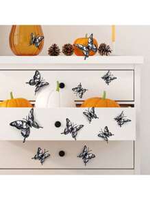 1pc Black Hollow 3D Butterfly Wall Sticker, Modern Home Decor For Living Room And Bedroom, Holiday Decor Room Decor Wall Decor Wall Stickers Stickers
