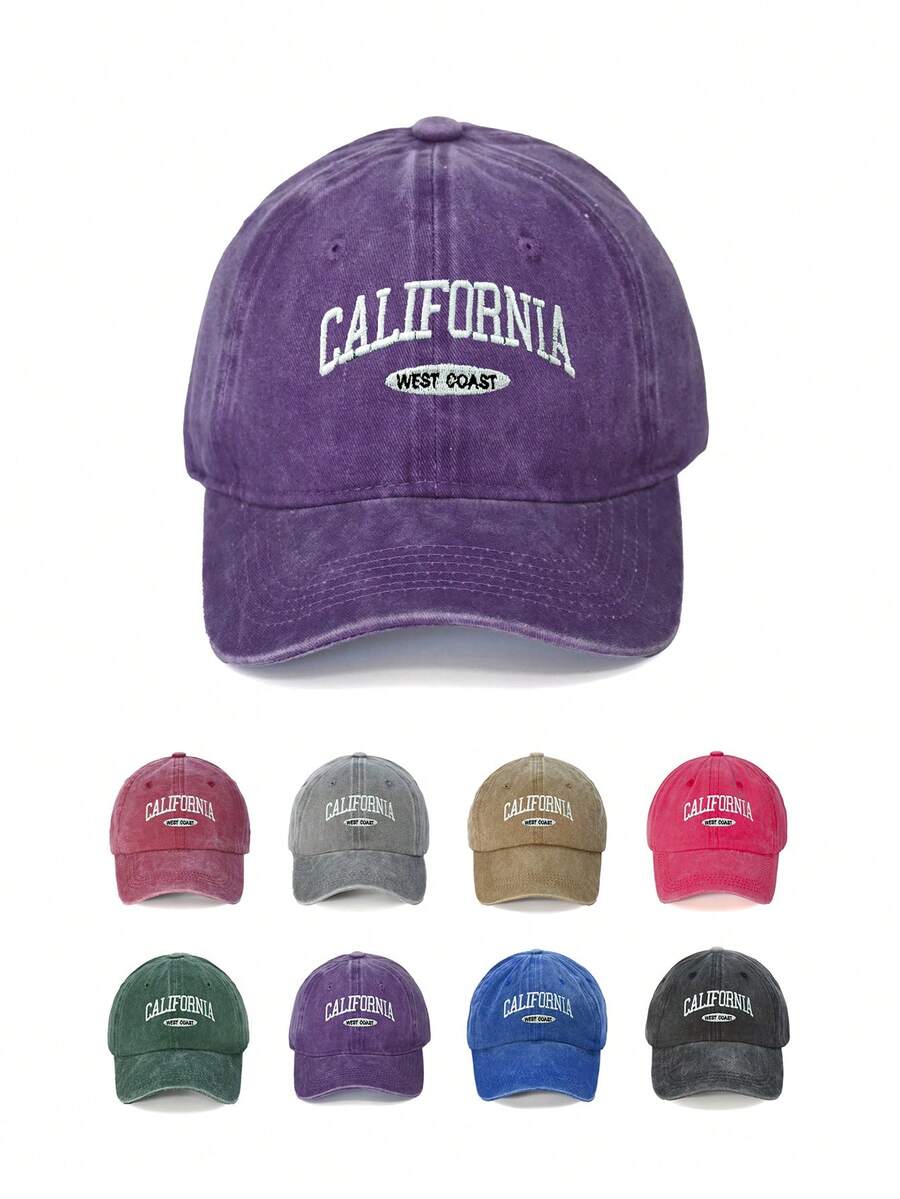1pc Adjustable Unisex Baseball Cap With "CALIFORNIA WEST COAST" Embroidery, Washable, Outdoor Sun Protection - Baseball Cap - View 1
