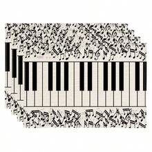 1/2/4/6/8 Pcs Digital Print Placemat, Music Note Pattern Printed Placemats For Table Decoration, Suitable For Daily Use, Festivals, Parties, Birthdays, Weddings, Dinners, Kitchen & Dining Room Decor