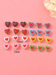 1/5 piezas Cuentas de vidrio pintadas a mano con corazones de puntos de múltiples colores de dopamina, aptas para hacer collares, pulseras, aretes, llaveros, encantos de teléfono, para amantes unisex