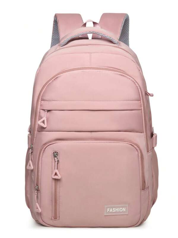 Unisex Fashion Zipper Backpack, Large Capacity, Simple & Elegant Style Suitable For Couples And Campus Commute