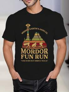 Camiseta para hombre con Mordor Fun Tema de c arrera ,220 g/m², nueva camiseta informal de verano de algodón con cuello redondo y manga corta (1 unidad)