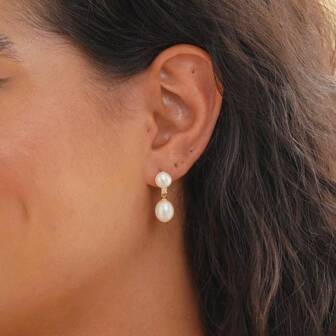 1Pair Freshwater Pearl Drop Earrings, Pearl Earrings For Women, Minimalist Earrings, Bridal Jewelry, Bridesmaid Gifts, Christmas Gift For Her