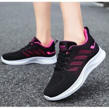 New Casual Ladies Flat Running Shoes, Front Lace-Up Mesh Breathable Low-Top Outdoor Sports Sneakers For Women