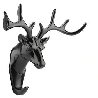 1 pièce Crochet mural décoratif de tête de cerf créatif et personnalisé, crochet mural sans marque pour veste, chapeau, clé, bijoux, convient pour le salon, la salle de bain, le bureau, l'entrée (noir). Porte-clés mural décoratif avec motif animal, support de rangement mural décoratif, convient pour la maison ou le salon.