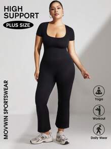 Plus Size Woman Activewear Yoga Seamless Gym Sports High Support Moisture Wicking Workouts Breathable Outdoor Jumpsuit