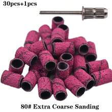 30 件/盒 带金属轴的砂纸带套装 指甲钻头 用于指甲油凝胶死皮老茧去除砂纸带刀 - 彩色 - 查看 11