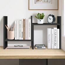 Jerry & Maggie Expandable Wood Desktop Bookshelf Office Desktop Organizer Storage Display Shelf Easy To Assemble - 黑色 - 查看 5