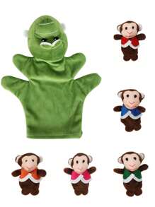 hoojojo Set de 6 títeres de dedo, con diseño de mono, títeres miniatura, títeres lindos, accesorios interactivos, para juego de roles, reuniones familiares, actuaciones divertidas, eventos escolares, fiestas, festivales, regalos.
