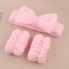3pcs/Set Spa Headband, Wristband, Wash Face Sleeve, Towel Wristband, Headband Suitable For Women/Girls Makeup To Prevent Liquid Splashing On Arms, Wash, Beauty Hair Band Set, Hairband